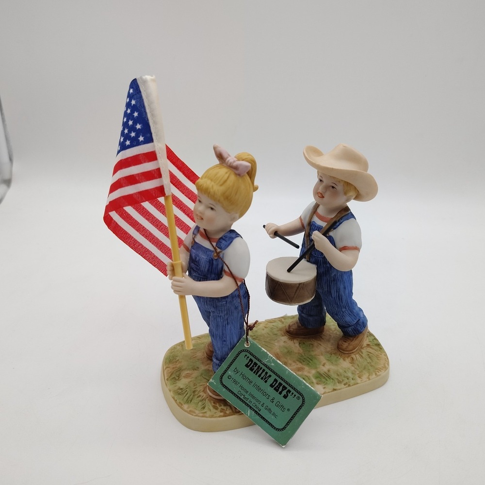 HOMCO Denim Days Figurine #1530 Fourth Of July 1997 Home Interiors Patriotic VTG